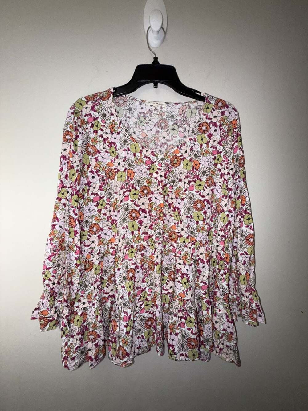 Jane and Delancey Women's Floral Print Long Sleeve Peplum Blouse